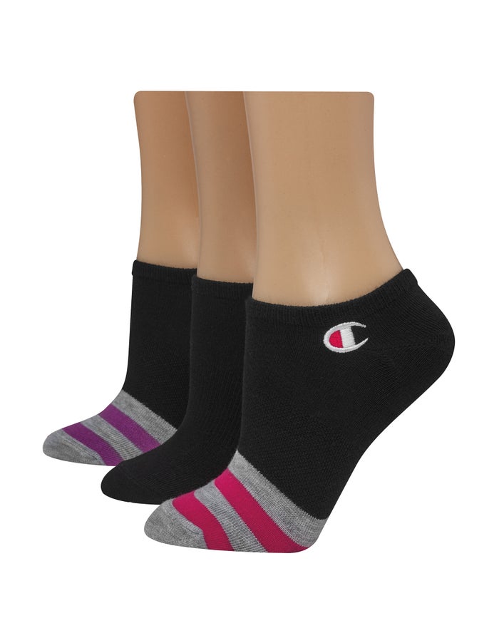 Calcetines Champion Mujer - Super No-Show Embroidered Logo 3-Pairs ( Negras ) 5301827-WT